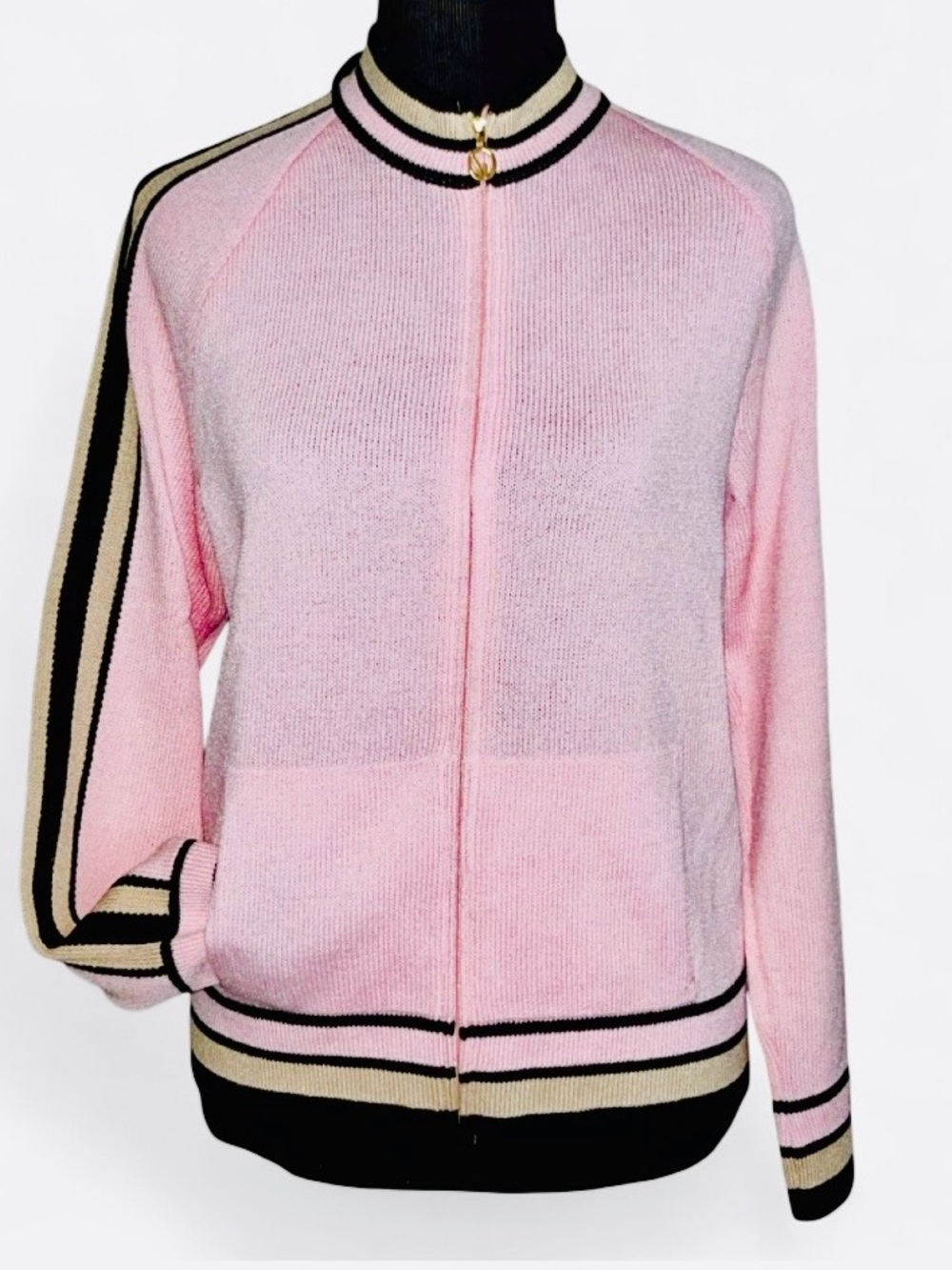 Vintage St. John Sport by Marie Gray Pink Knit Zip-Up Jacket — Size Small